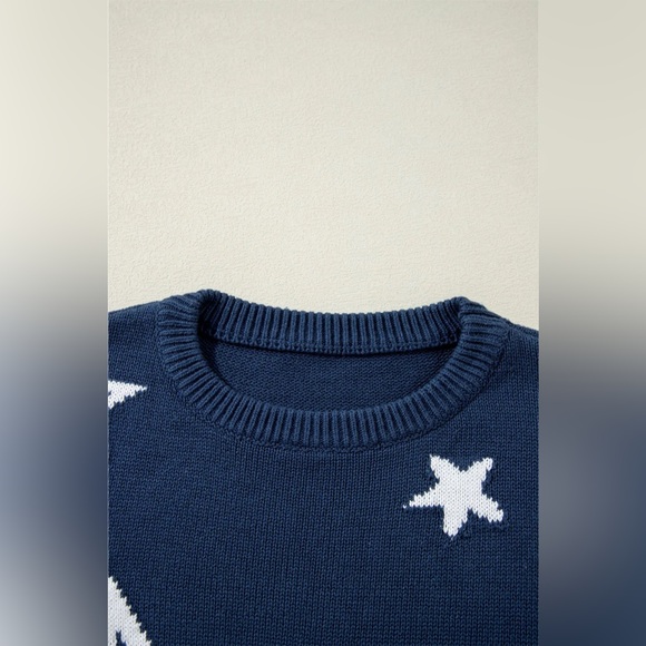 Star Round Neck Long Sleeve Sweater - Picture 5 of 6